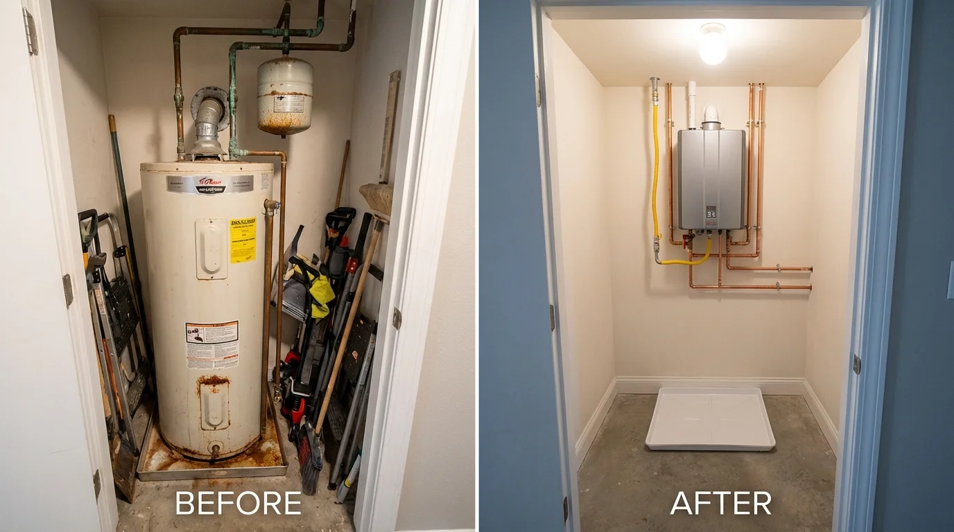Tank water heater versus wall-mounted tankless unit comparison for Brainerd, MN homeowners